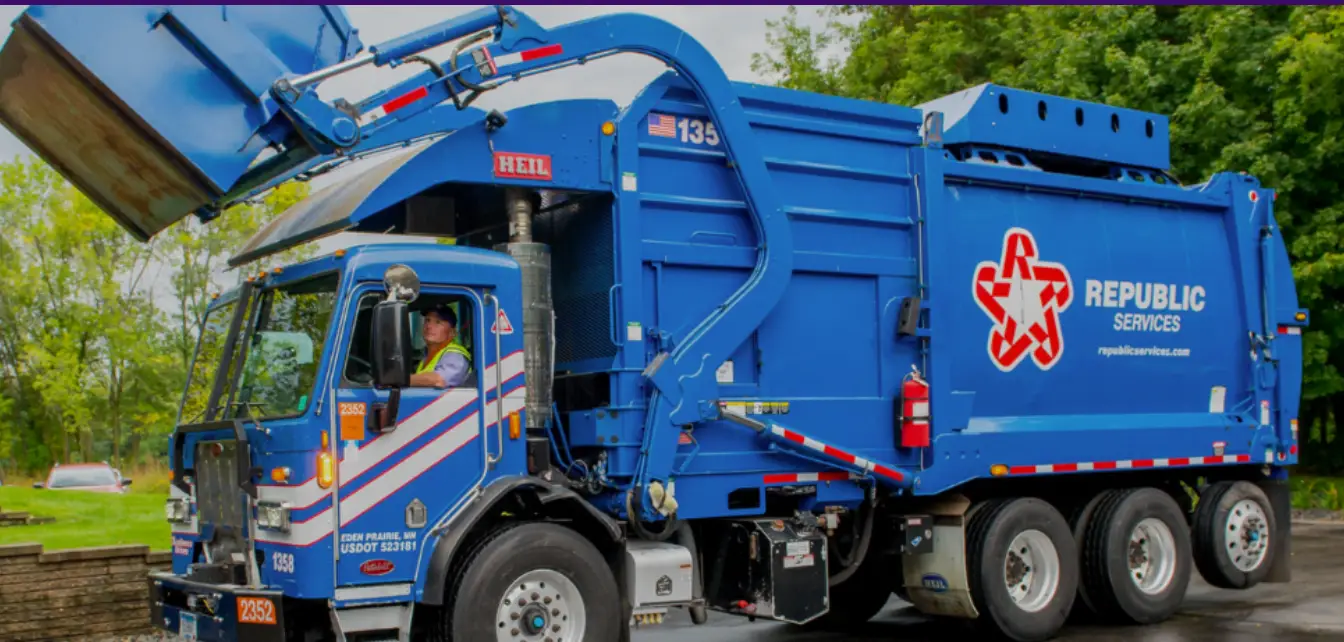 Republic Services collection truck operating in a residential community